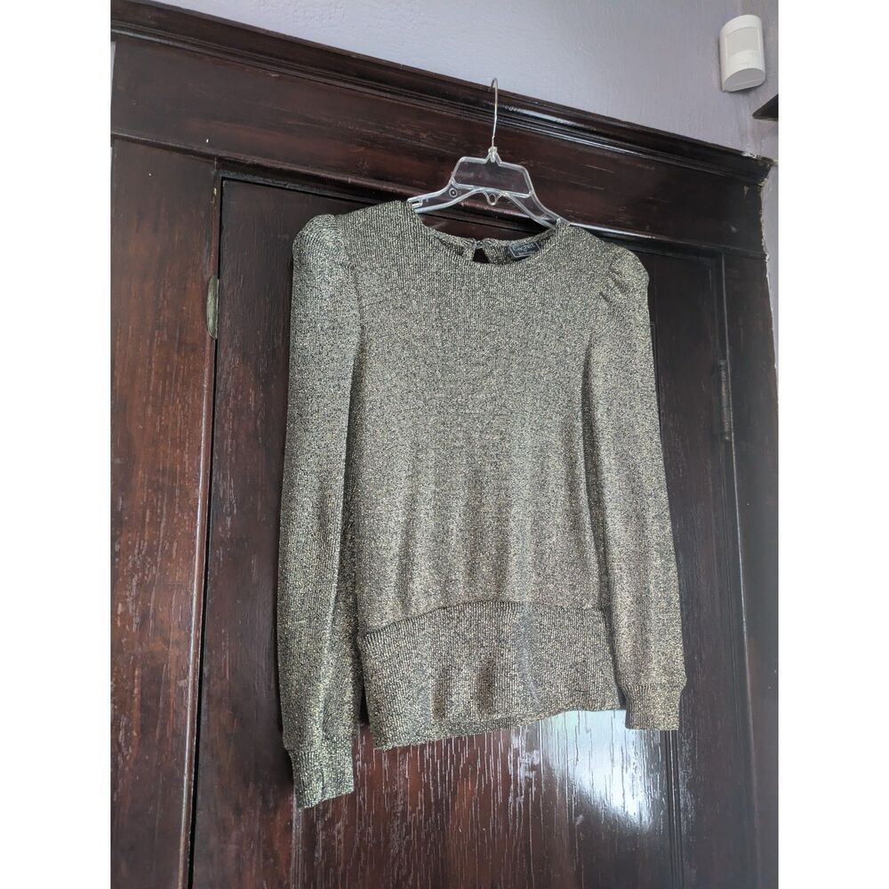 Vintage Cachet by Bari Protas Metallic Gold Knit Blouse - S